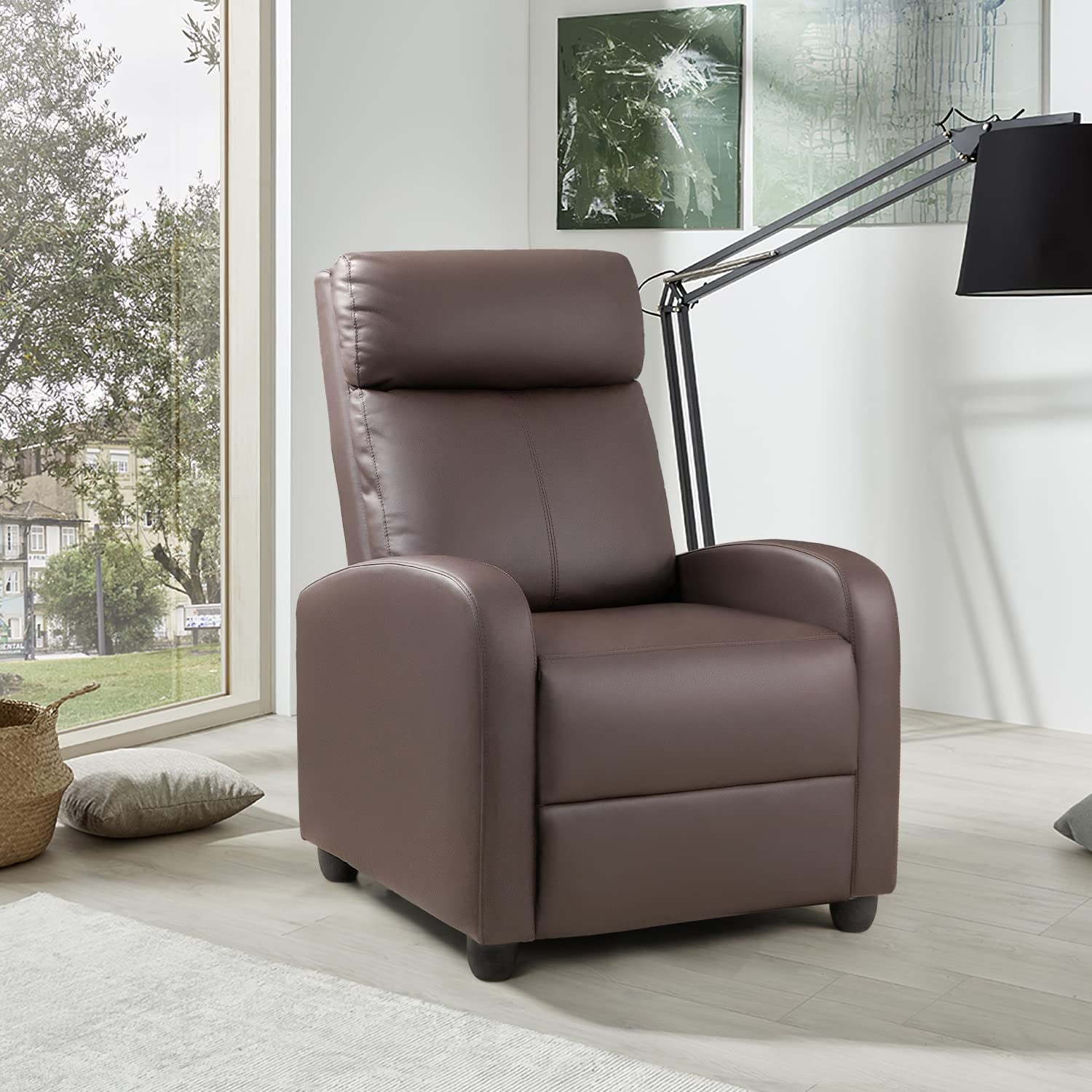 Nut Brown Recliner Sofa with Thick Cushion-0