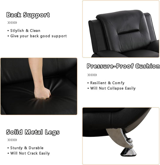 Leather Couches for Living Room, Living Room Couch Set, Sofa for Bedroom, Apartment, Living Room Furniture Sets (B-Leather Black, Sofa+Loveseat)-1