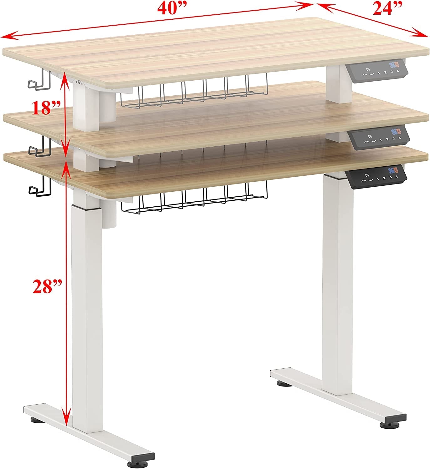 Memory Preset Electric Height Adjustable Standing Desk, 40 X 24 Inches, Oak-2