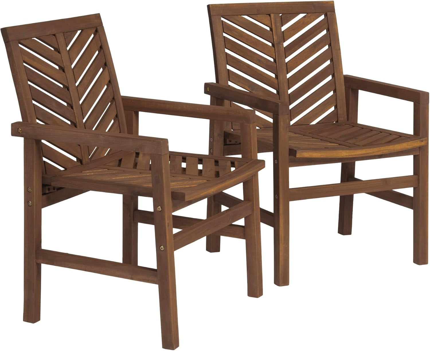 Dark Brown Chevron Wood 2-Piece Patio Chair Set-1