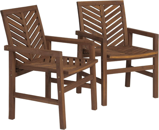 Dark Brown Chevron Wood 2-Piece Patio Chair Set-1