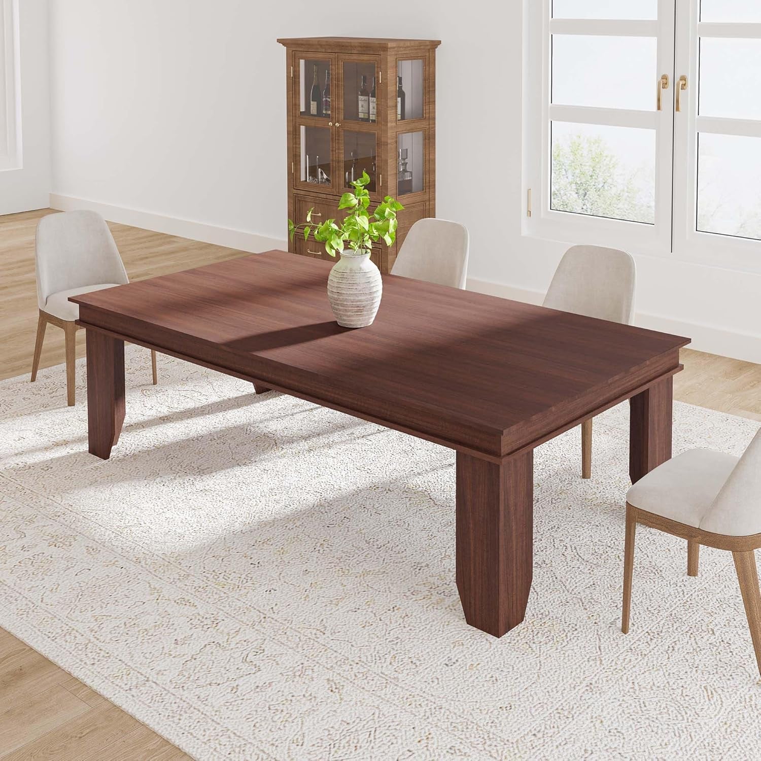 Farmhouse Dining Table for 6~8 People, 70.87" Long Rectangle Dining Table, Wood Kitchen Table with Sturdy Table Leg, Dinner Table, Dining Room Table for Kitchen, Dining Room-Brown-2
