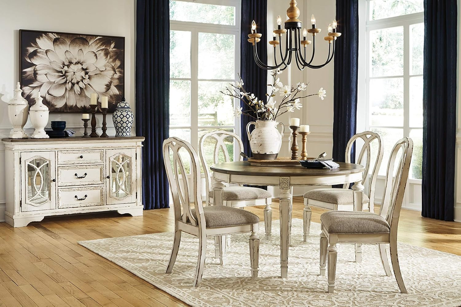 Realyn French Country Ribbon Back Dining Chair, 2 Count, Chipped White-3