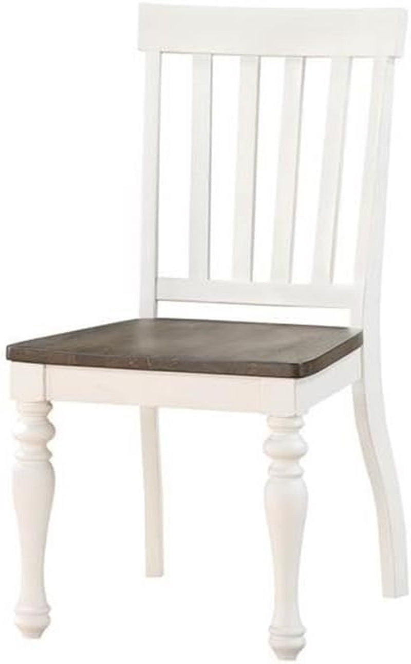 Furniture Joanna Side Chair, Set of 2 Chairs, Farmhouse Style, 2-Tone Charcoal/Ivory Finish, Scooped Wood Seat, Dining Room, Slat Back, 20" L X 23.5" W X 40" H, Ivory, Charcoal-3