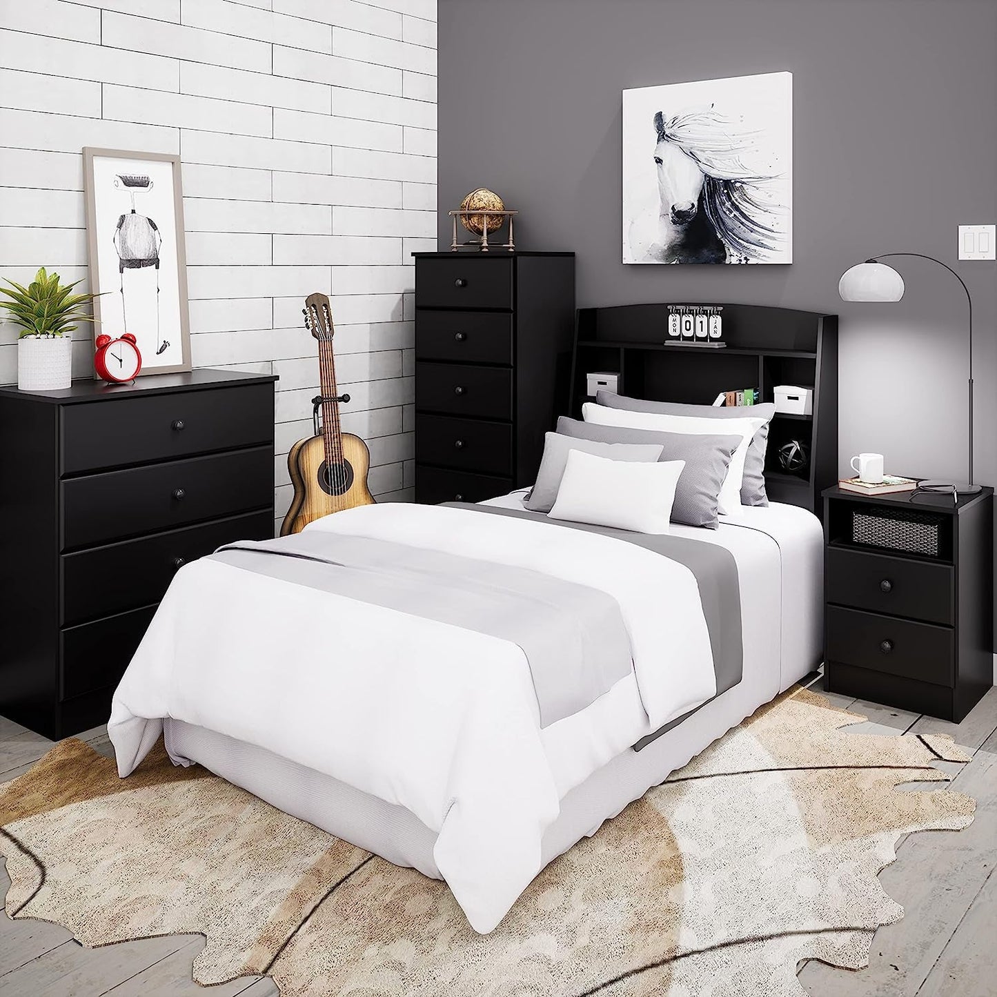 Black Astrid 6 Drawer Tall Chest for Bedroom-4