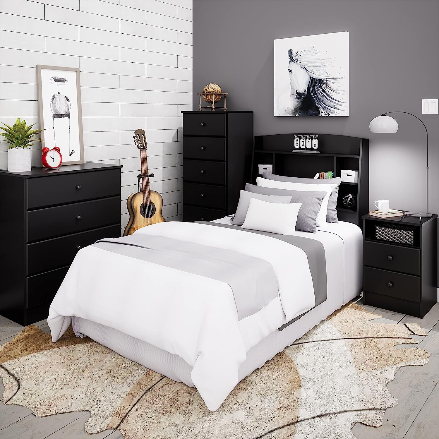 Black Astrid 6 Drawer Tall Chest for Bedroom-4