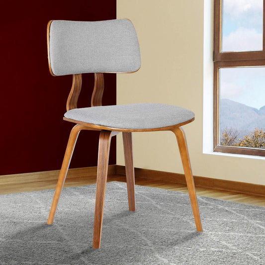 Grey Fabric and Walnut Wood Finish Jaguar Dining Chair-0
