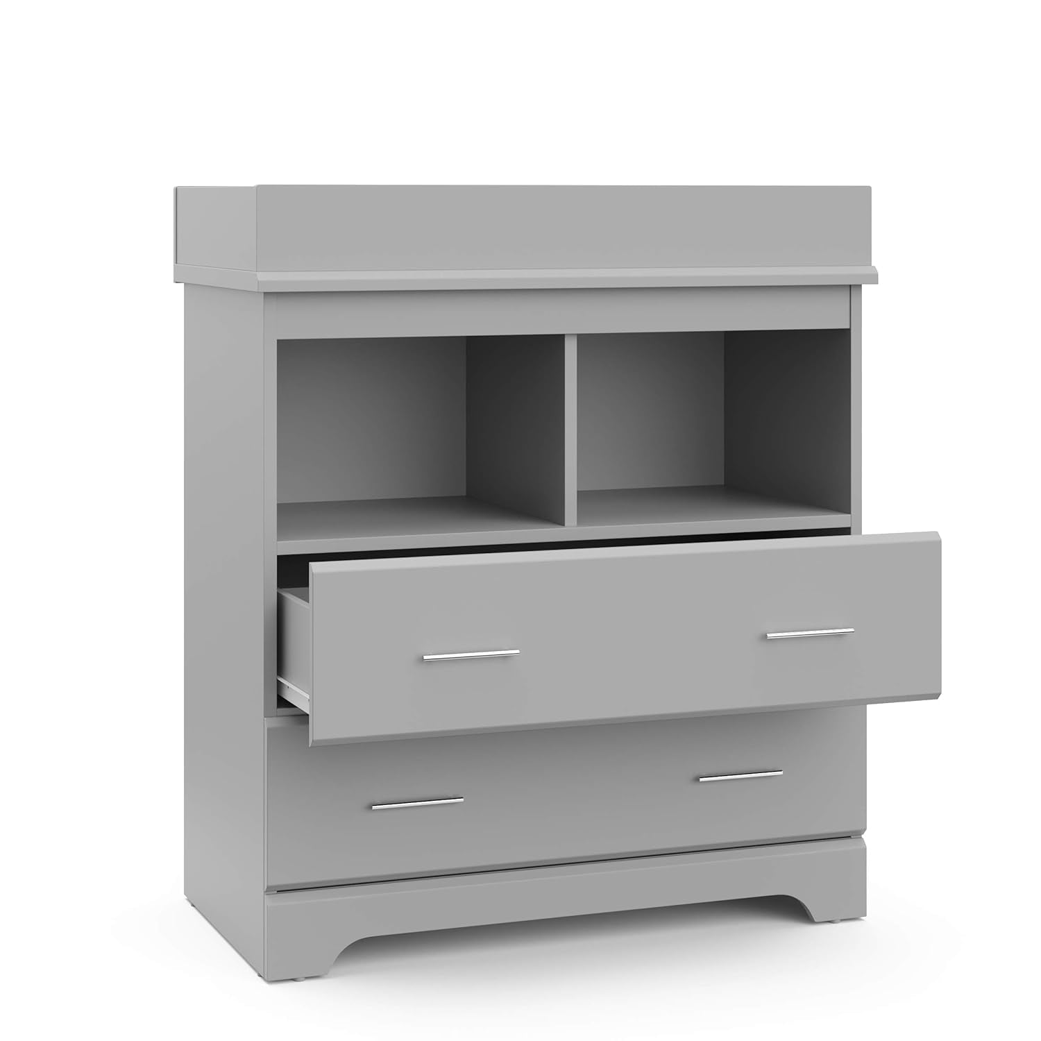 Brookside 2 Drawer Changing Table Dresser (Pebble Gray) – GREENGUARD Gold Certified, Easy-To-Match Chest of Drawers and Cubbies for Nursery and Kids Bedroom, Includes Changing Table Topper-4