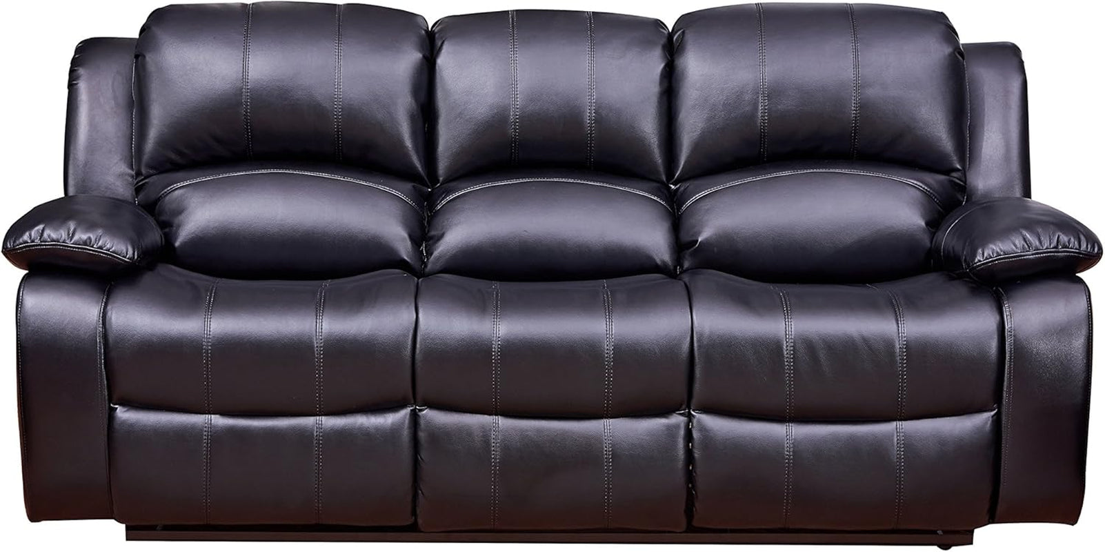 2PC Bonded Leather Recliner Set, Sofa, Loveseat, 8018, Black-3