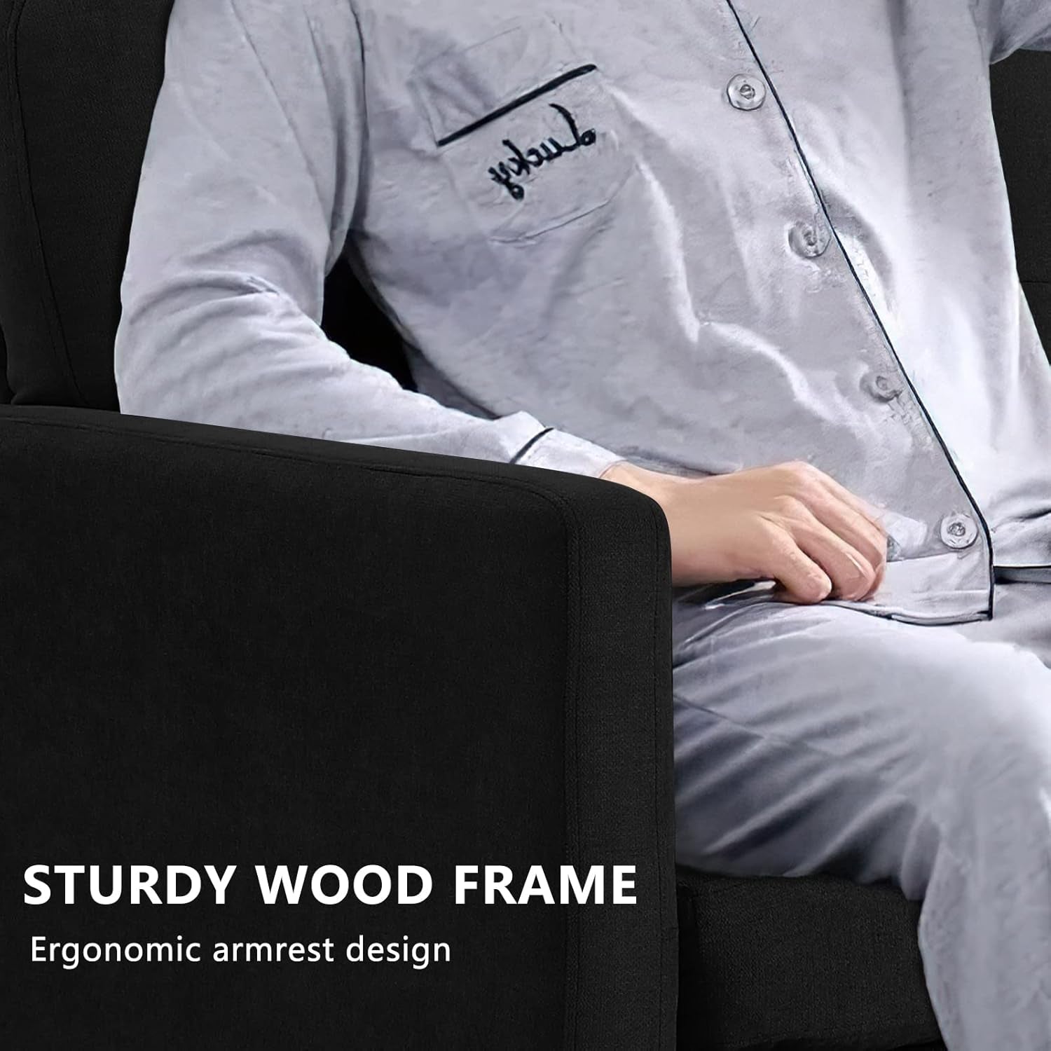 Adjustable L-Shaped Sofa, Modern Craftsmanship Nordic Style Fashion Sofa Set, Apartment Living Room Sofa with Storage for Small Space（Black）-2