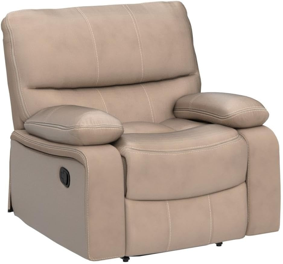 Microfiber Reclining Sofa Couch Set Living Room Set 8007 (Taupe, Recliner)-3