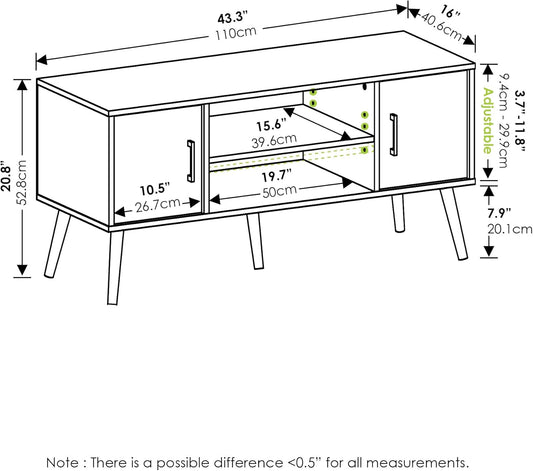 Claude Mid Century Style Wood Legs TV Stand for TV Size up to 50 Inch with Two Cabinets, French Oak-1