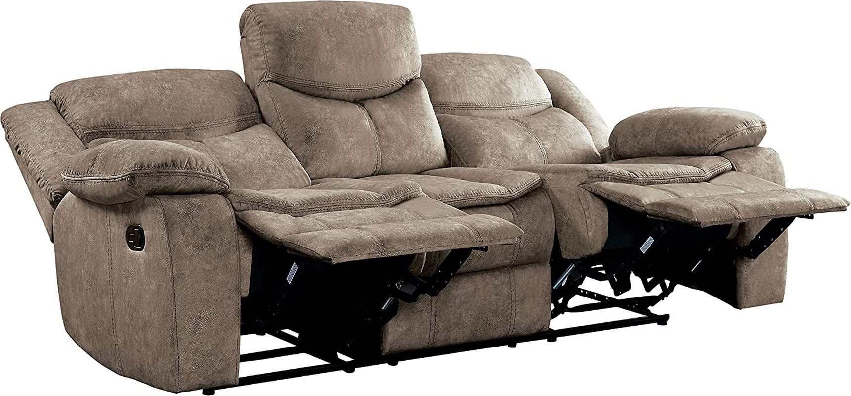 Bay Manual Double Reclining Sofa, Brown-4