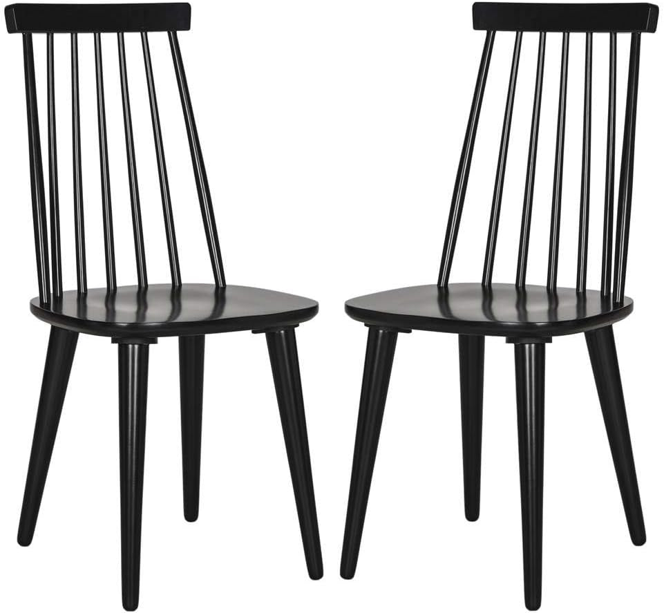 American Homes Collection Burris Country Farmhouse Wood Black Spindle Side Chair (Set of 2)-0