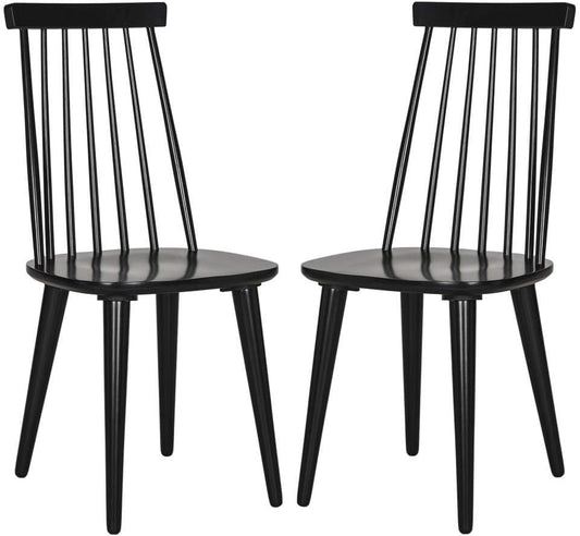American Homes Collection Burris Country Farmhouse Wood Black Spindle Side Chair (Set of 2)-0