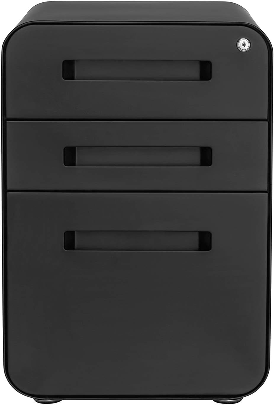 Stockpile 3 Drawer File Cabinet with Lock - under Office Desk Metal Filing Cabinet, Legal/Letter File Folders, Wheels and Stationary Feet, Pre-Assembled, Black-4