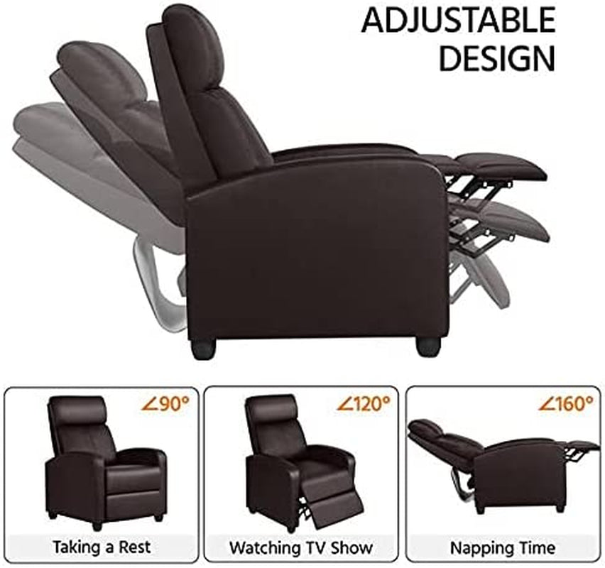 Set of 2 PU Leather Padded Recliner Chairs-3