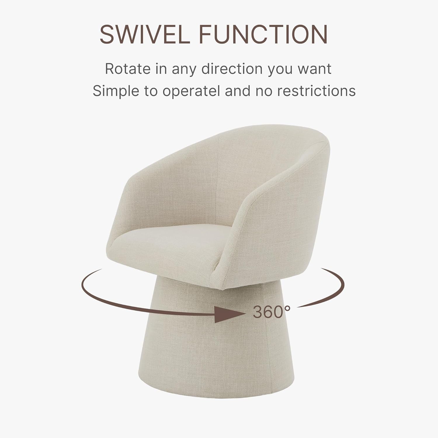 Swivel Dining Chairs Modern Accent Armchair Side Deskchair for Diningroom Vanity Bedroom Livingroom Reading Room,Linen,4 PCS-3