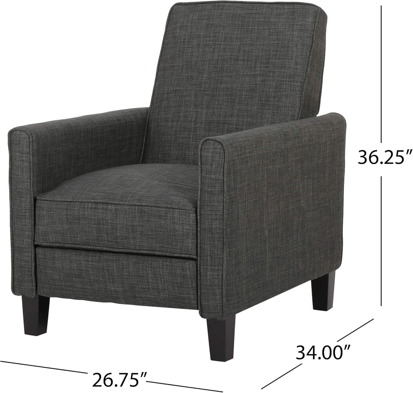 Emmie Fabric Recliner (Set of 2), Moss Gray, Dark Brown-2