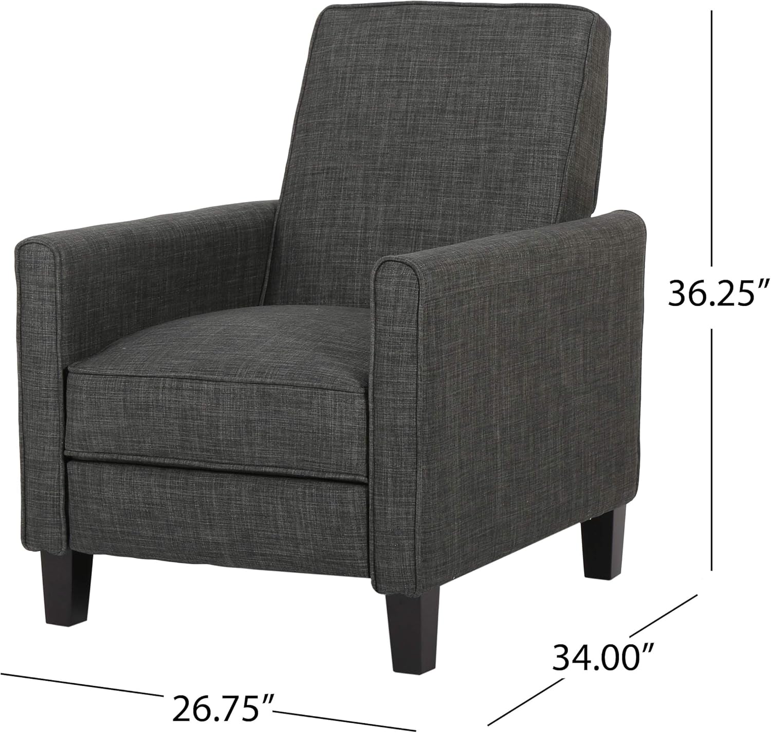 Emmie Fabric Recliner (Set of 2), Moss Gray, Dark Brown-2