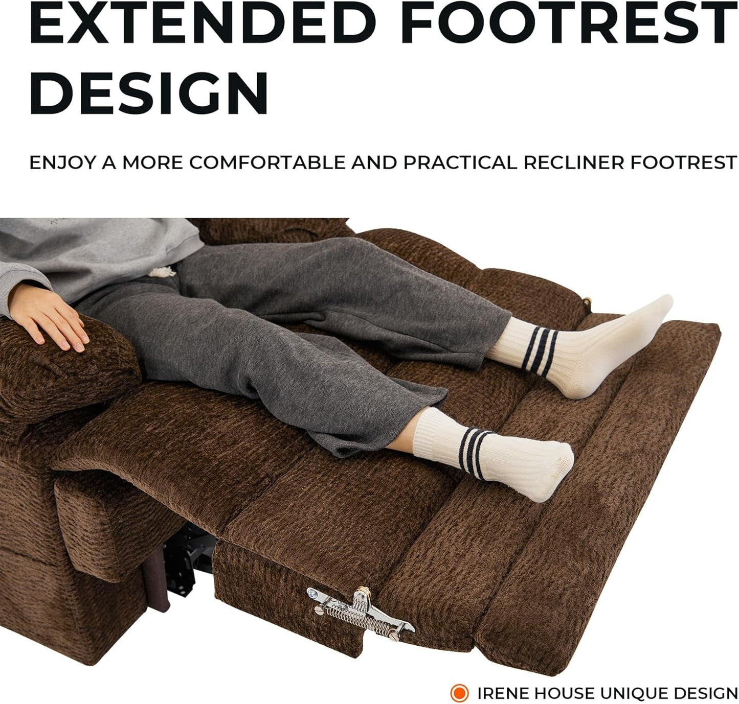 Big Tall Man Power Lay Flat Lift Recliner Extra Large Oversized Wide Heat Massage Dual Motor Recliners up to 400 LBS Electric Chairs,9205L Extended Footrest(Chenille Brown)-3