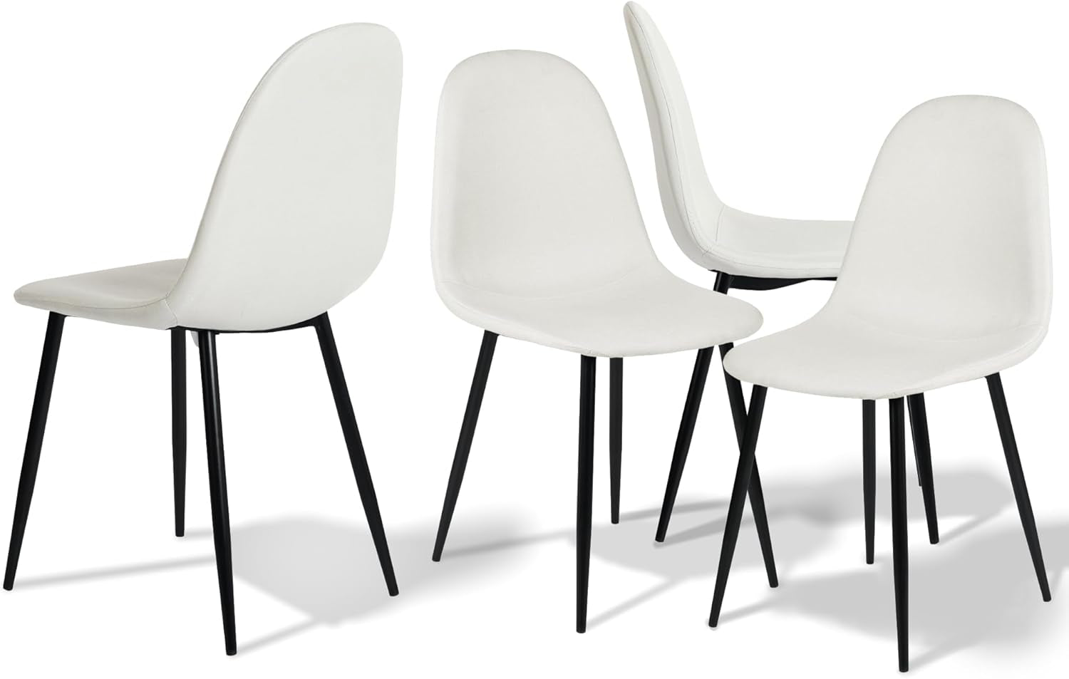 Beige Suede Mid-Century Dining Chairs Set of 4-0