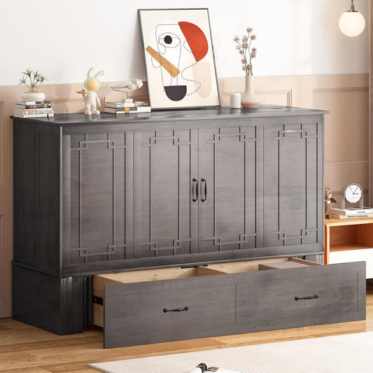 Multifunctional Murphy Bed Queen with USB Charging Ports-0
