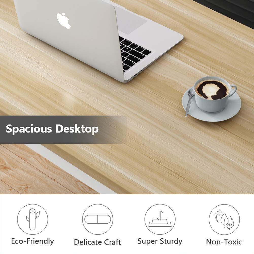 Computer Desk, 47 Inch Modern Simple Office Desk Computer Table Study Writing Desk for Home Office, Light Walnut-4