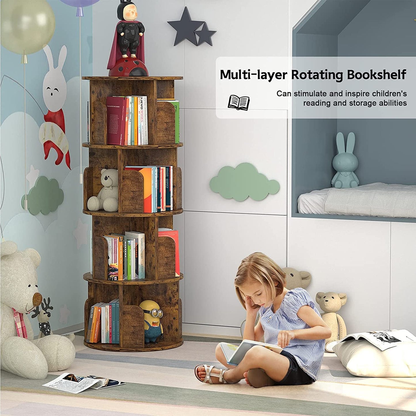360 Rotating Small Corner Bookshelf for Small Spaces-2