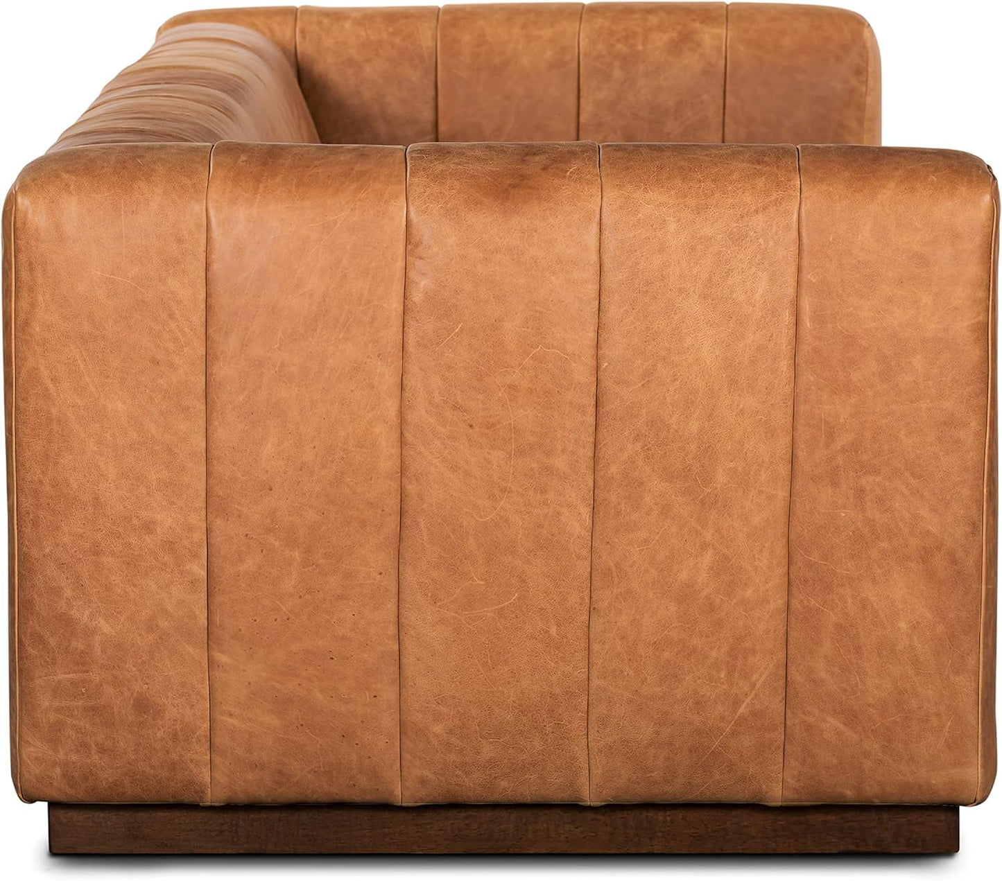 Canale 86" Sofa in Full-Grain Pure-Aniline Italian Leather in Cognac Tan-4