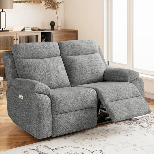 Large Power Loveseat Recliner: Home Theater, Light Gray-1