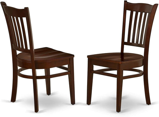 GRC-MAH-W Groton Dining Room Chairs - Slat Back Wood Seat Chairs, Set of 2, Mahogany-0