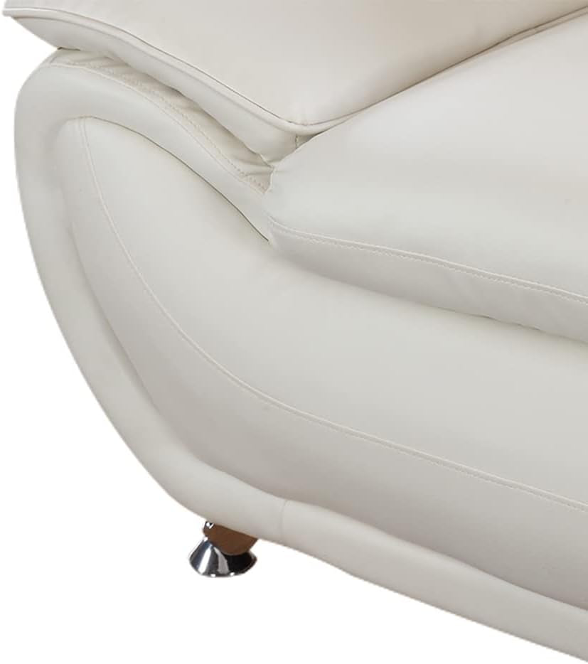 3 Piece Living Room Furniture Set, Leather Sofa Set for Living Room, Modern Couch Set with 3-Seater Sofa, Loveseat and Armchair (Cream White)-3