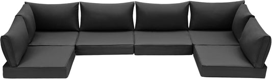 Outdoor Replacement Cushions for Patio Furniture,Water-Repellent Sofa Cushions for 6-Seat Rattan Wicker Sectional Patio Conversation Sets,14-Piece Cushions Set for Outdoor Couch（Black）-0