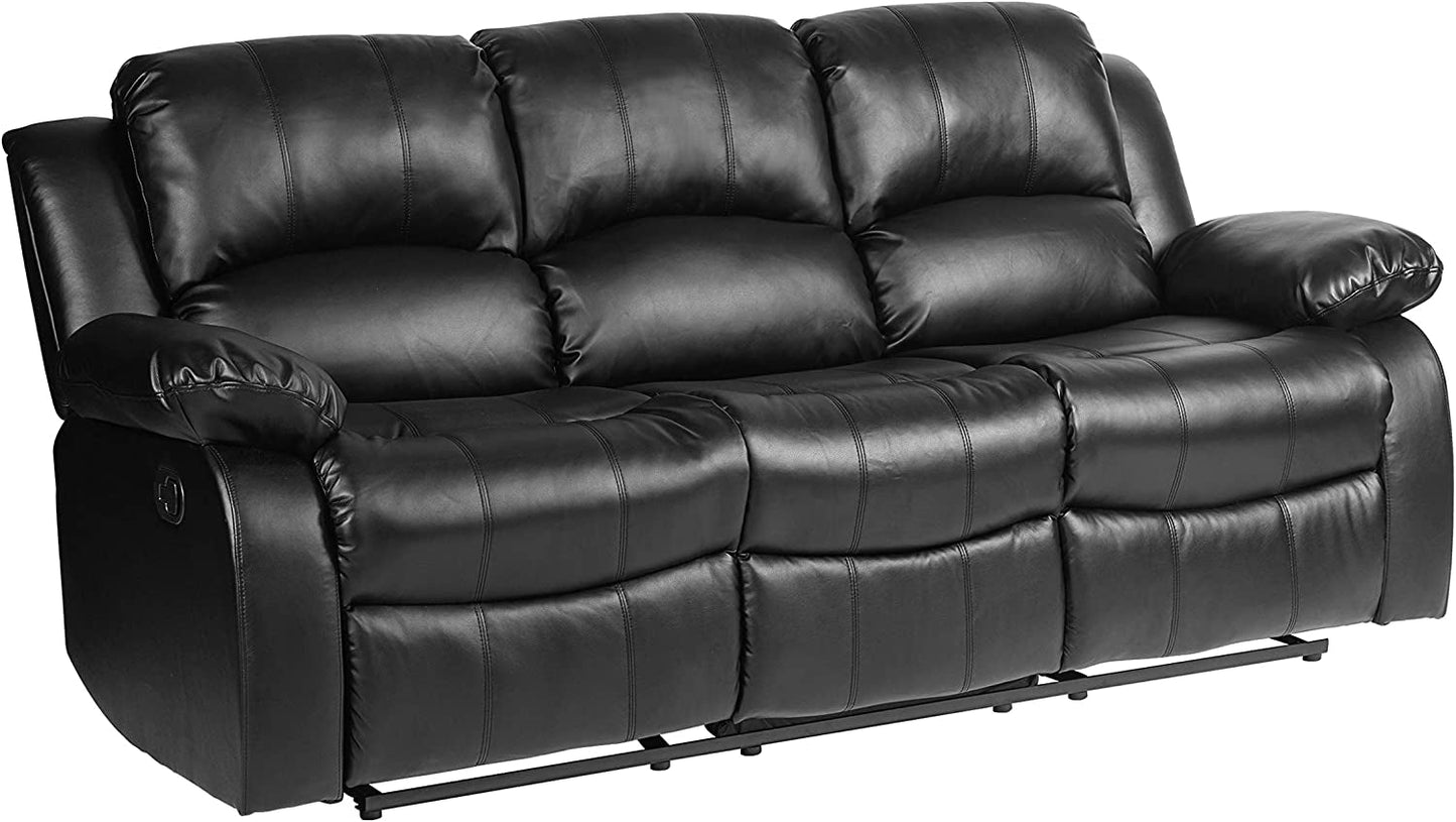 Humphreys Loveset Recliner - Soft Fux Lether Double Reclining Sof, Mnul Pull Tb, Wll Hugger, High-Density Fom, Solid Wood Frme, Esy ssembly, 83" W, Living Room, RV - Blck-3
