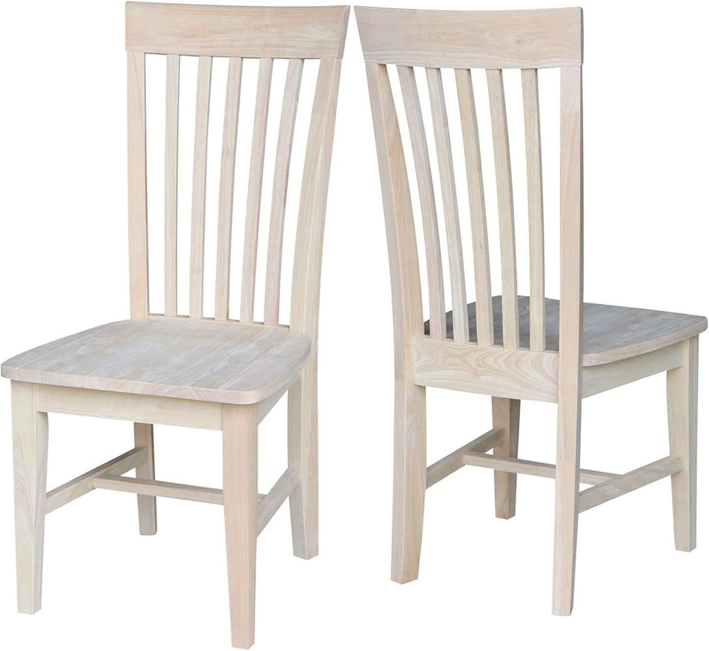 Set of 2 Tall Mission Dining Chairs Solid Parawood Sturdy and Long-Lasting, 18.1"W X 22.05"D X 40.16"H, Unfinished-0