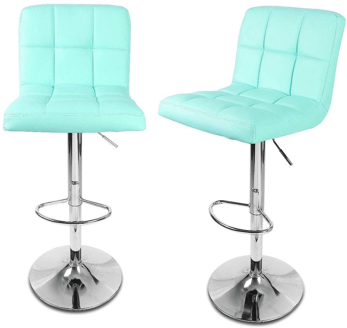 Tiffany Blue Adjustable Kitchen Barstools, Set of 2-1