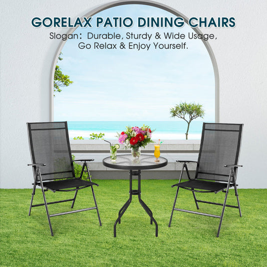 Set of 2 Adjustable Portable Patio Folding Dining Chair Recliners-0