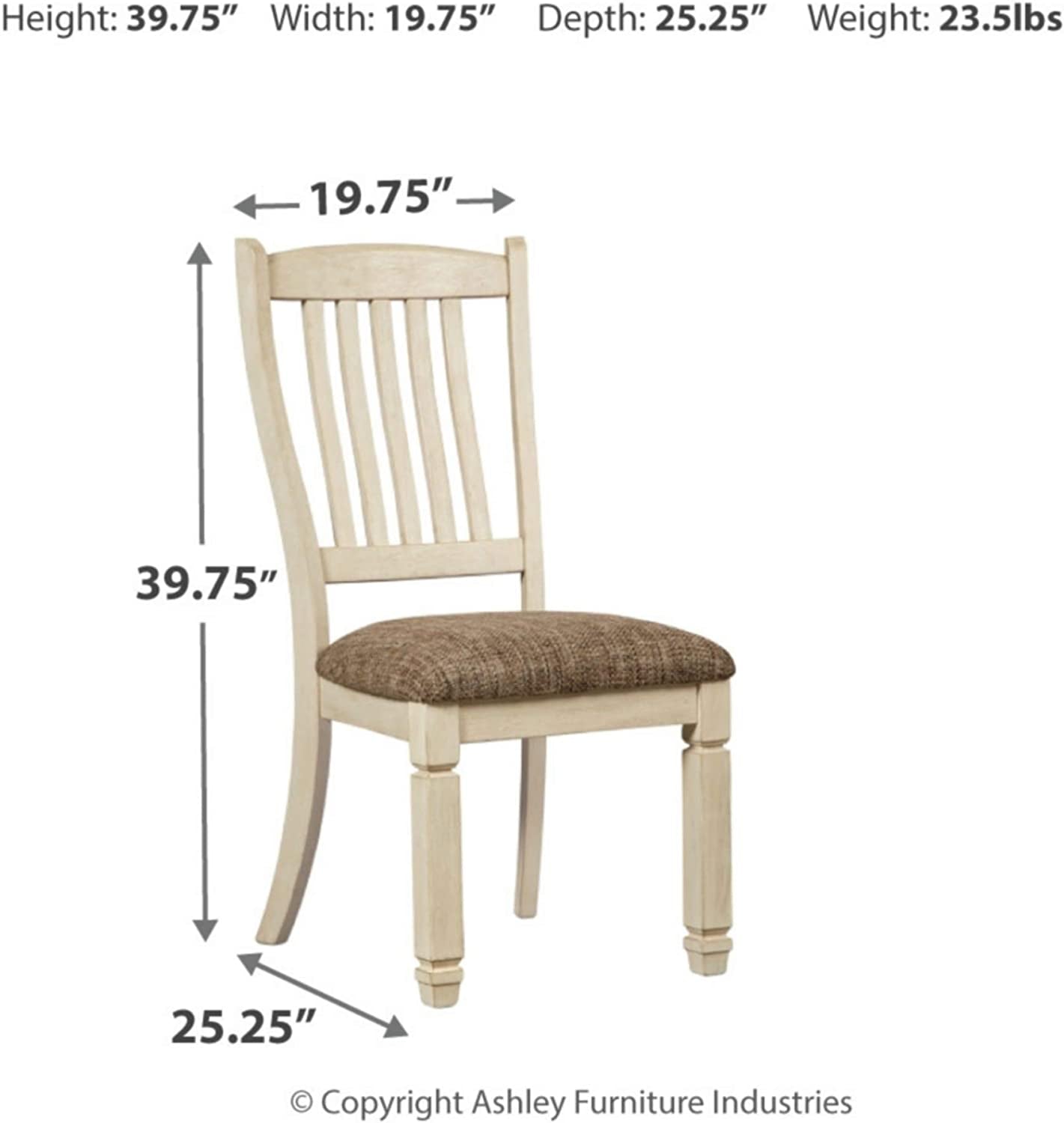 Bolanburg 20" Upholstered Dining Room Chair, Set of 2, Antique White-2