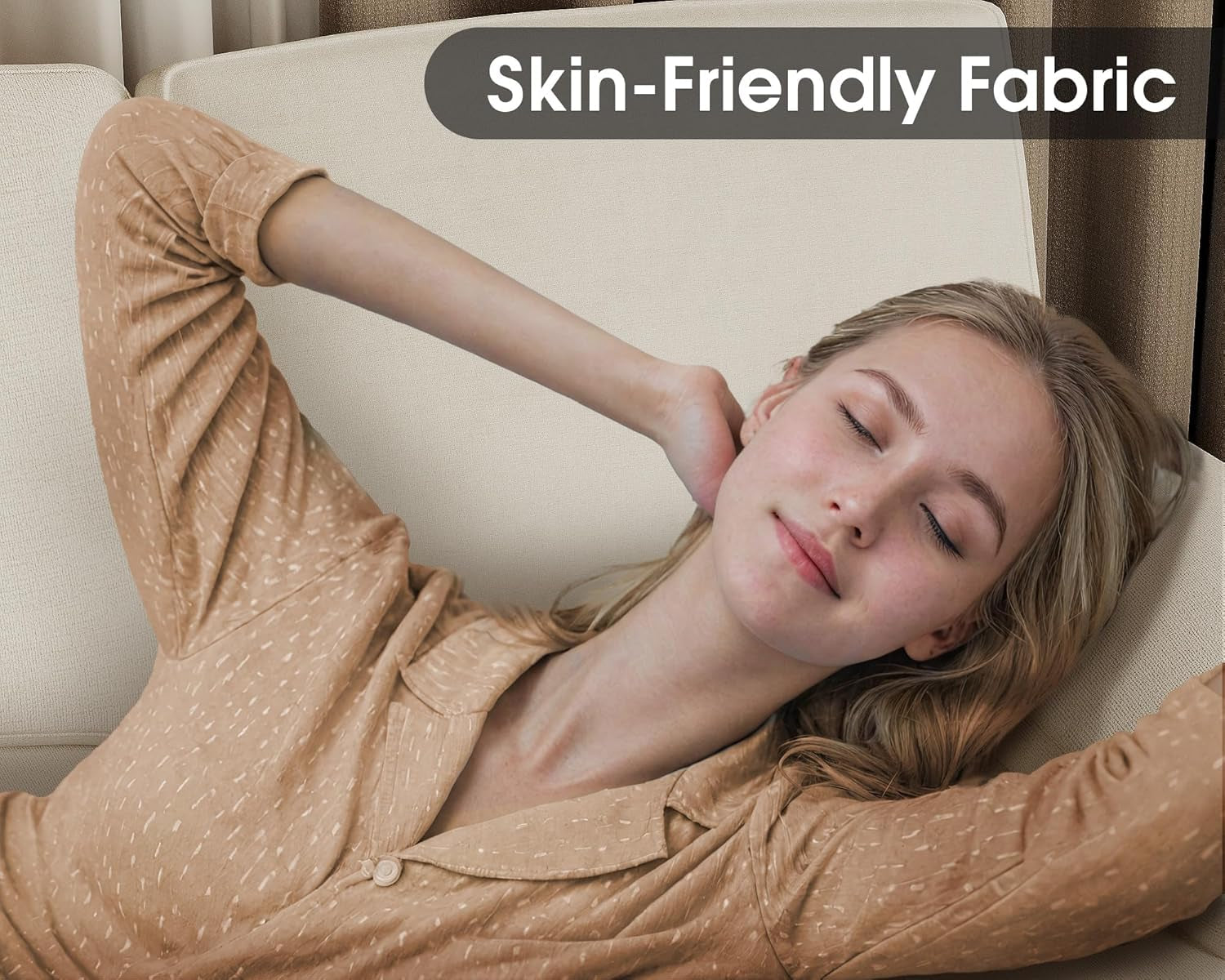 Sectional Couches for Living Room, U-Shaped Sofa Couch with Linen Fabric, 4 Seat Sofa Set with Double Chaise for Apartment (Fabric, White)-2