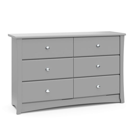 Crescent 6 Drawer Double Dresser (Pebble Gray) – GREENGUARD Gold Certified, for Nursery, Dresser, Kids Nursery Organizer, Chest of Drawers-0