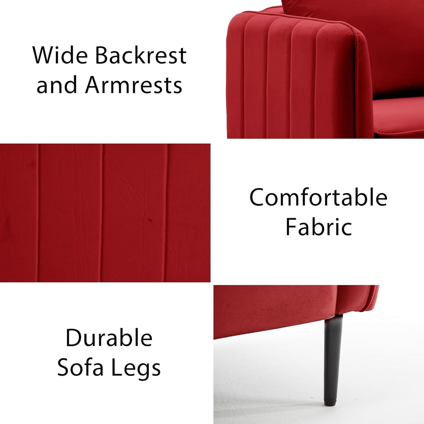 Modern 85" Burgundy Velvet Loveseat Sofa for Living-4