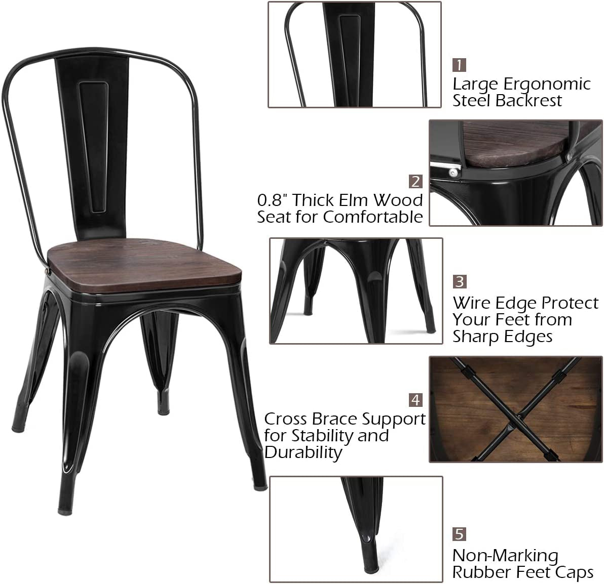 Industrial Stackable Metal Stools, Set of 4-3