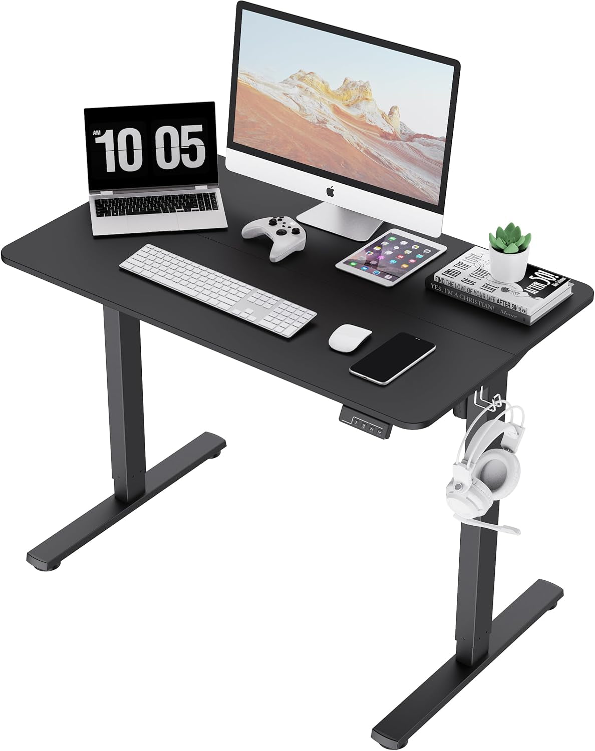 Electric Standing Desk Adjustable Height, Stand up Home Office Desk, 40X24 Inches Sit Stand Desk with Memory Preset, Black-0