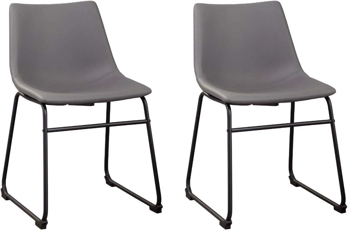Centiar Urban Industrial 19" Faux Leather Bucket Dining Chair, 2 Count, Gray-0
