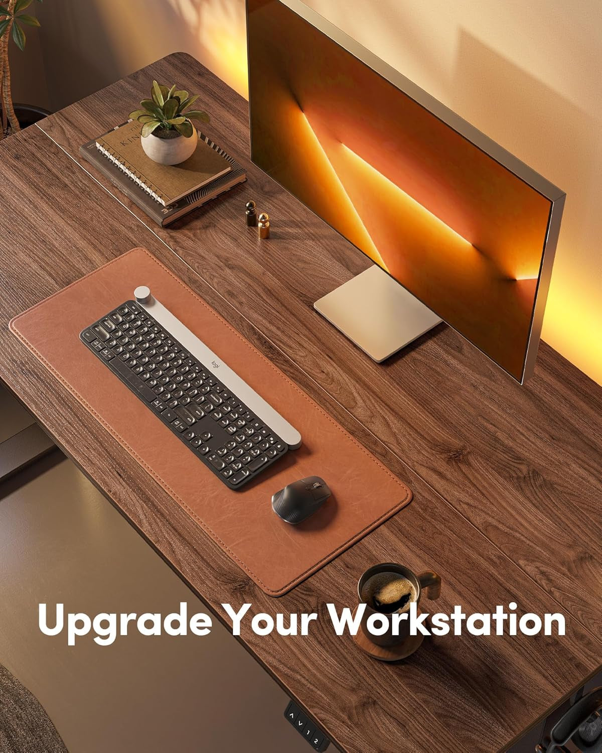 Electric Standing Desk, Height Adjustable Stand up Desk, 55 X 24 Inches Sit Stand Home Office Desk, Computer Desk, Black Walnut-3