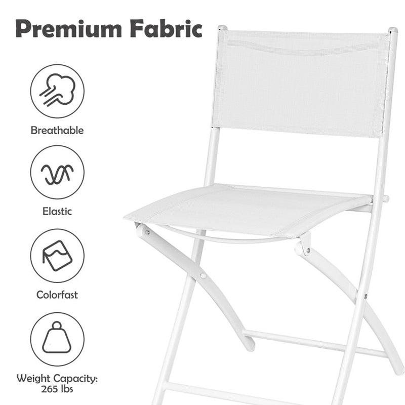 3 Pieces Patio Folding Bistro Set for Balcony or Outdoor Space-3