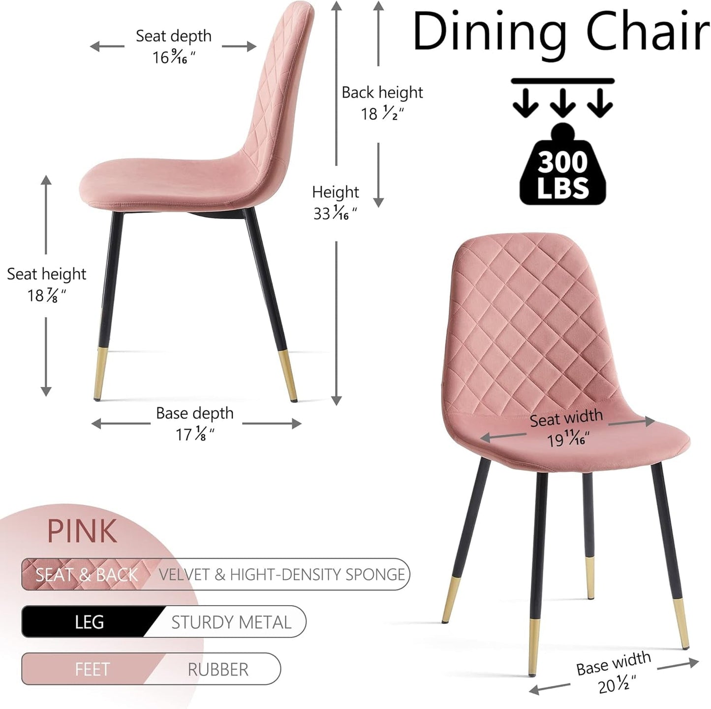 Luxurious Velvet Dining Chairs with Metal Legs Set-1