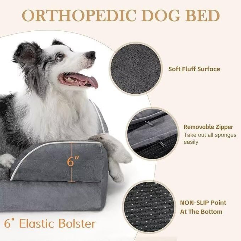 Waterproof Orthopedic Foam Dog Beds, XXL Orthopedic Dog Bed for Extra Large Dogs, Washable Dog Sofa Bed with Removable Cover & Non-Slip Bottom(Xx-Large,Dark Grey)-3