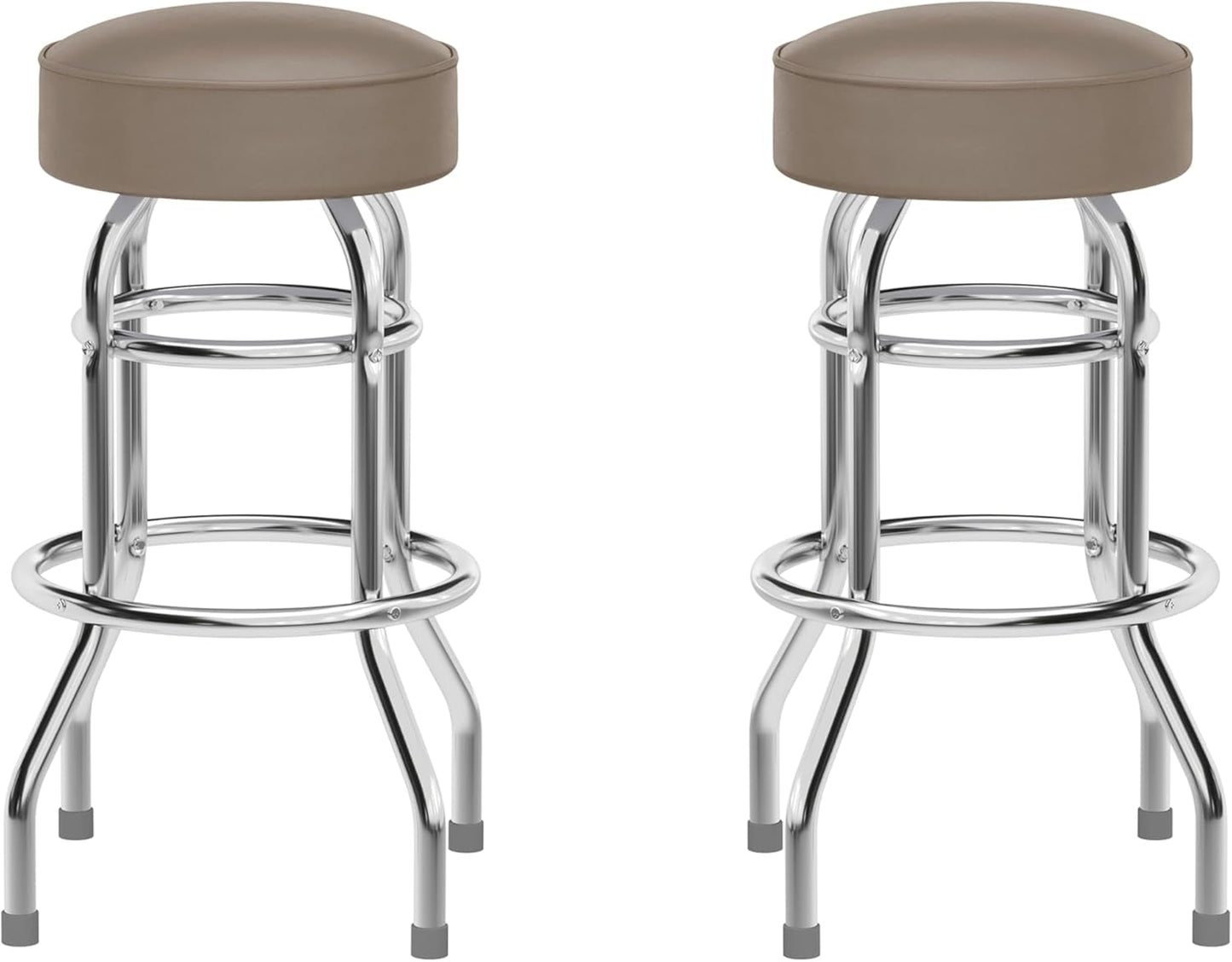 Bruno 2 Pack Double Ring Chrome Barstool with Beige Seat-0